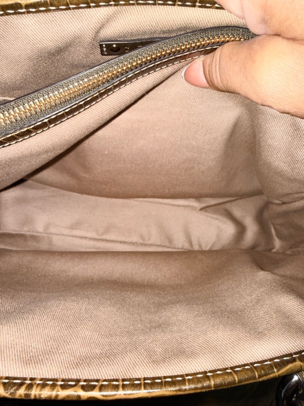 Celine RARE Beige & Brown Monogram Croc embossed Boogie Satchel - Picture 9 of 9